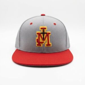 Richardson PTS 40 Fitted Baseball Cap Gray Red TM Sword Logo Bulldog Sz LG/XL